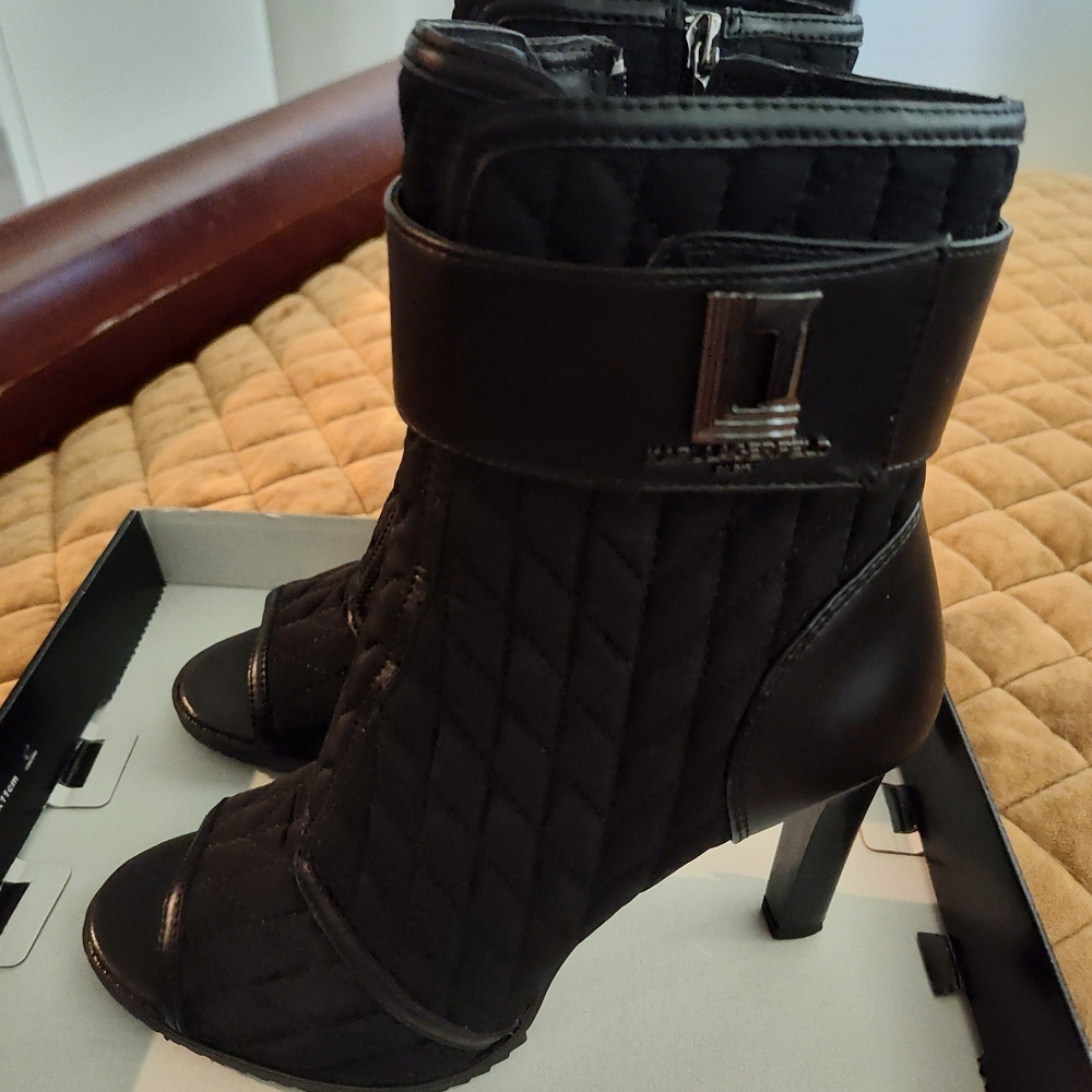 Karl Lagerfeld Black Quilted Heeled Boots